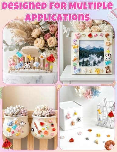 RQAYE 80pcs DIY Cute charms for bracelets Resin Charms for DIY Keychain & Jewelry Making – Mini Fruit,Candy,& Animal Style Charm for Crafts thumbnail 8