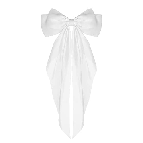 WLLHYF Big Bow Barrettes Long Tail French Ribbon Hair Pins Soft Silky Satin Hair Clip Metal Bowknot Clips 90's Accessories for Party Women Girl thumbnail 8