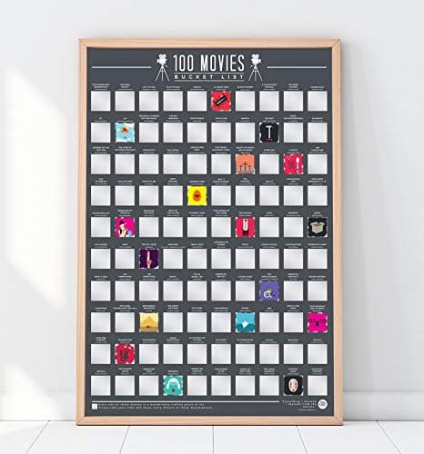 Gift Republic 100 Movies Scratch Off Poster Top Films Bucket List Poster Cinema Best Movie Wall Art Movie Lovers Birthday Christmas Gift Premium Boxed thumbnail 5