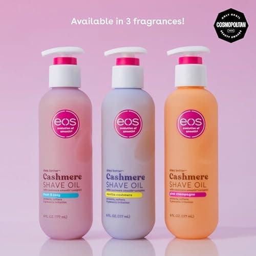 eos Cashmere Shave Oil Pink Champagne Moisturizing Soothes Prevents Irritation Razor Burn Bikini Area Approved 6 fl oz thumbnail 6