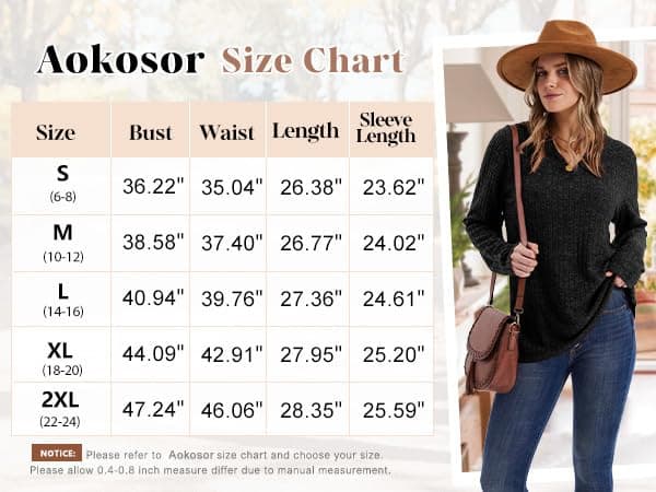 Aokosor Jumpers for Women Lightweight Sweatshirts Ladies V Neck Long Sleeve Tops Women Loose Fit thumbnail 5