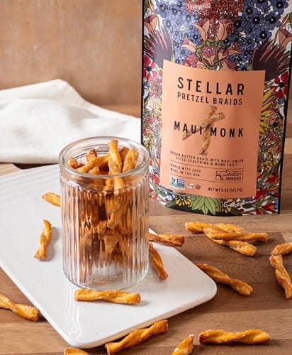 Stellar Snacks Pretzel Braids - Regular Big Bag & Mini Pretzel Braids Combo - Regular & Mini Maui Monk Vegan Pretzels, Large Resealable Bag 16 Oz Bundled with Mini Pretzel Airline Size Sampler, Vegan, Non-GMO, Gourmet Pretzel Sticks, Braids, Rods, Twists thumbnail 3