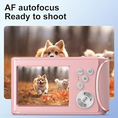 Digital Camera 1080P FHD 64MP with 2.4" LCD Screen,18X Digital Zoom, Compact Portable Vlogging Camera with 64gb SD Card and Type-C OTG Adapter for Kids Teen Students Beginner (Pink) thumbnail 4