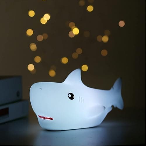TriPro Shark Silicone Nursery Night Light Beach Room Decor Desk Lamp Bedroom Decorations - Image 1