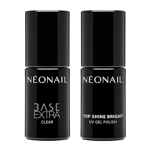 NÉONAIL Shiny Nails Set - Unterlack & Überlack - Base Coat & Top Coat - Gel Nägel UV - Nageldesign - Base Extra Soft 7,2 ml & Top Shine Bright 7,2 ml - Image 1