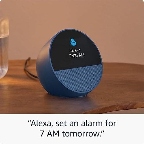 Amazon Echo Spot (newest model), Great for nightstands, offices and kitchens, Smart alarm clock with Alexa, Glacier White - Glacier White - Device only thumbnail 4