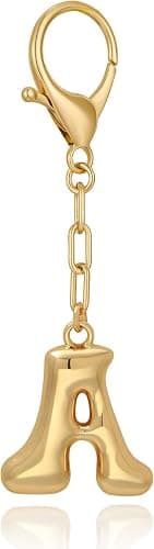 ZHDHDQ Gold Bubble Initial Keychain for Women,Letter Handbag Bag Charms Purse Alphabet Keychain Accessories for Tote Bags - Image 1