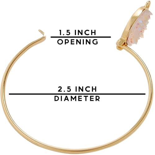 Druzy Cuff Bracelets for Women - Boho Stackable Bangle Bracelet, Plated in Gold, Silver, or Rose Gold Tone with Oval Stone thumbnail 4