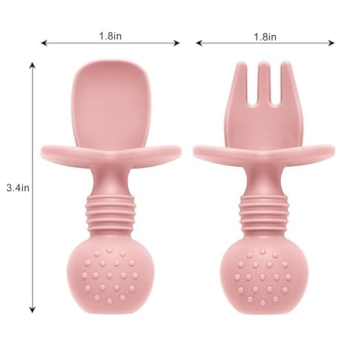 Eascrozn Silicone Feeding Set, 2 Pack Divided Toddler Plates with Suction, 2 Pack Utensils - Spoons & Forks, BPA Free, Baby Led Weaning Supplies thumbnail 3