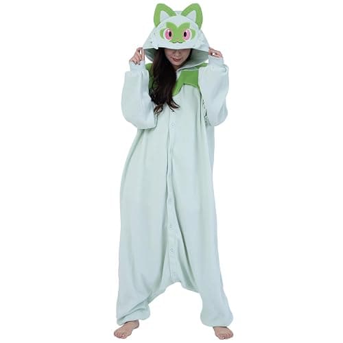 SAZAC Pokemon Sprigatito Kigurumi Onesie - Premium Adult Halloween Costume, Plush Pajamas, Durable, Machine Washable thumbnail 4