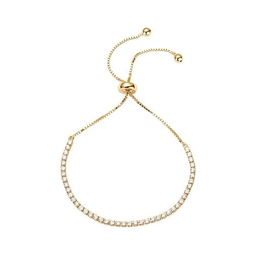 PAVOI 14K Gold Plated Cubic Zirconia Classic Tennis Bracelet for Women | Adjustable Slider - Image 1