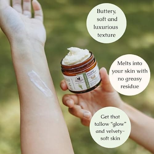 Hearth and Homestead: Handmade Whipped Tallow Balm (Unscented/Herb-Infused) - Organic Body Butter with Infused Olive Oil, for Eczema, Rosacea, Baby - 1.3 oz thumbnail 5