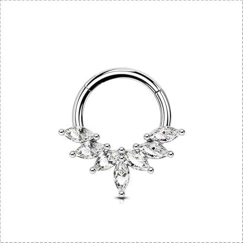 OUFER 16G Septum Rings Hoops, 316L Stainless Steel Septum Piercing Jewelry, Paved Shiny Clear CZ Cartilage Earrings, Helix Conch Daith Piercing Jewelry for Women and Men thumbnail 7