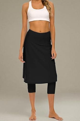 Micosuza Long Swim Skirt with Attached Leggings Modest Sun Protection Sports Skirt for Women thumbnail 7
