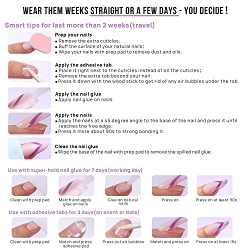 BTArtbox Press On Nails - White French Tip Press on Nails Square, Glue On Nails for Wedding Gift, Supremely Fit & Natural Stick On Nails in 15 Sizes - 30 Fake Nails Kit, Classic French thumbnail 8
