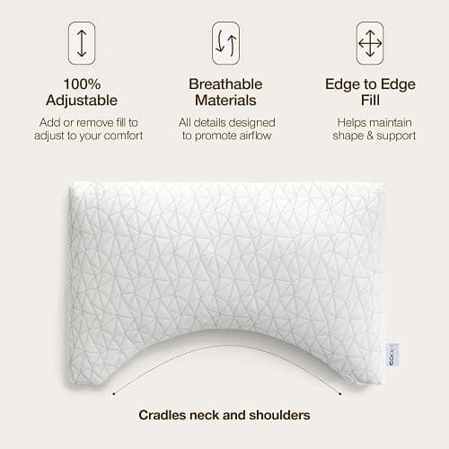 Coop Home Goods Original Crescent Adjustable Pillow, Queen Bed Pillows for Shoulder, Neck & Head Support, Crescent Foam Pillows - Medium Firm for Back & Side Sleeper, CertiPUR-US/GREENGUARD Gold thumbnail 5