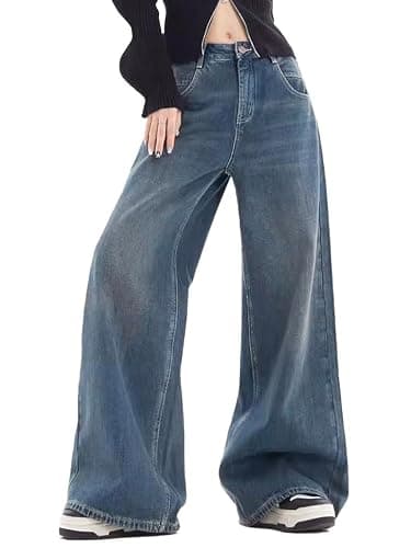 EMMIOL Baggy Jeans Wide Leg Jeans, Patchwork, Mid-Low Waist thumbnail 2
