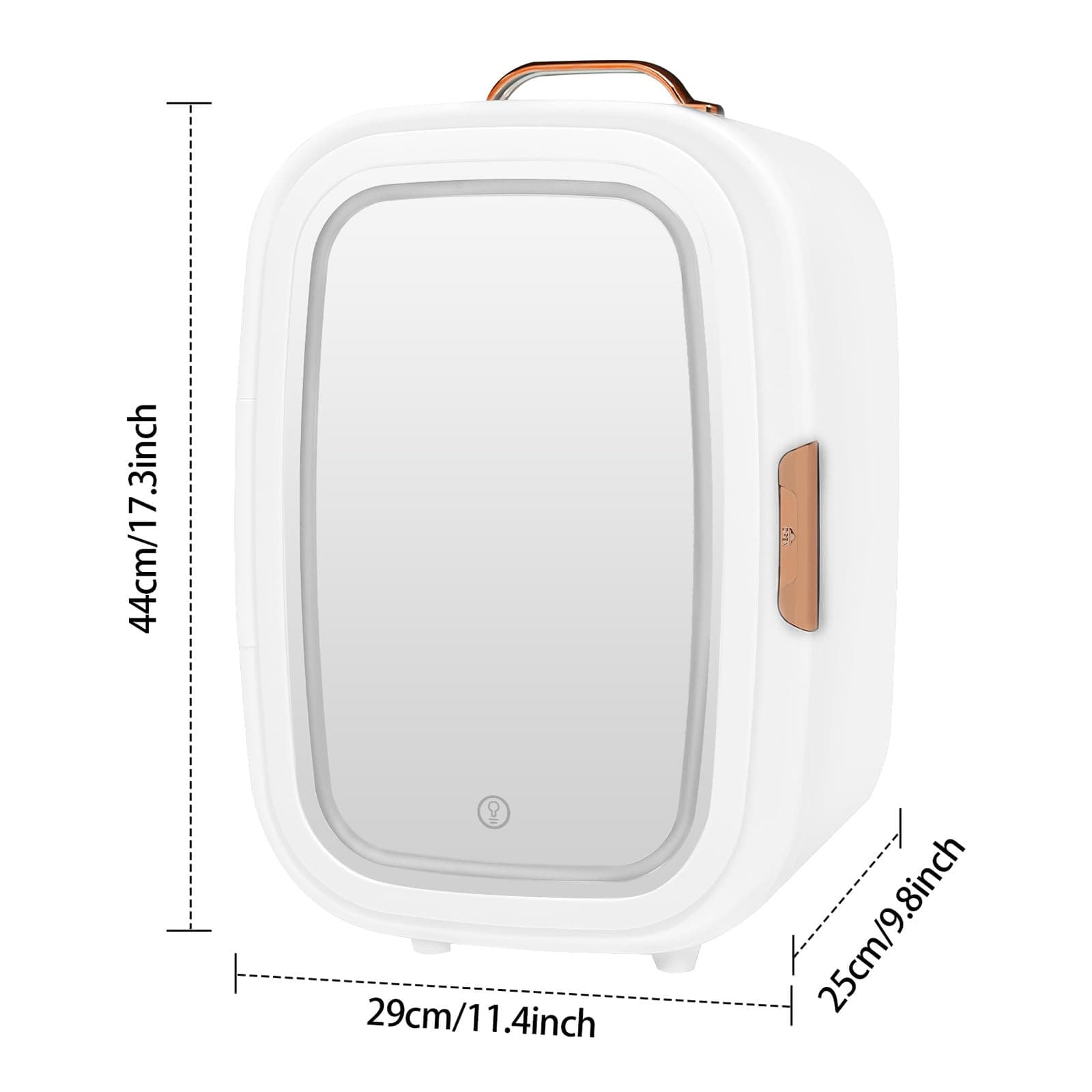 Mini Fridge, Skincare Fridge, Cosmetics Refrigerator, Makeup Refrigerator for Skincare with 3-Level Dimmable LED Light Mirror, Dual-Function Cooling/Heating Cosmetic Refrigerators (White) thumbnail 7