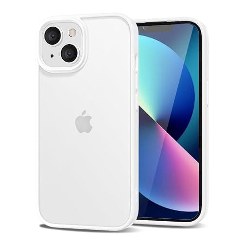 LoeoeL for iPhone 13 Case Clear, Transparent Hybrid 13 Phone Case [Hard Plastic & Soft Silicone Bumper] Acrylic Non Yellowing Thin Slim Protective Cover for Women, White - Image 1