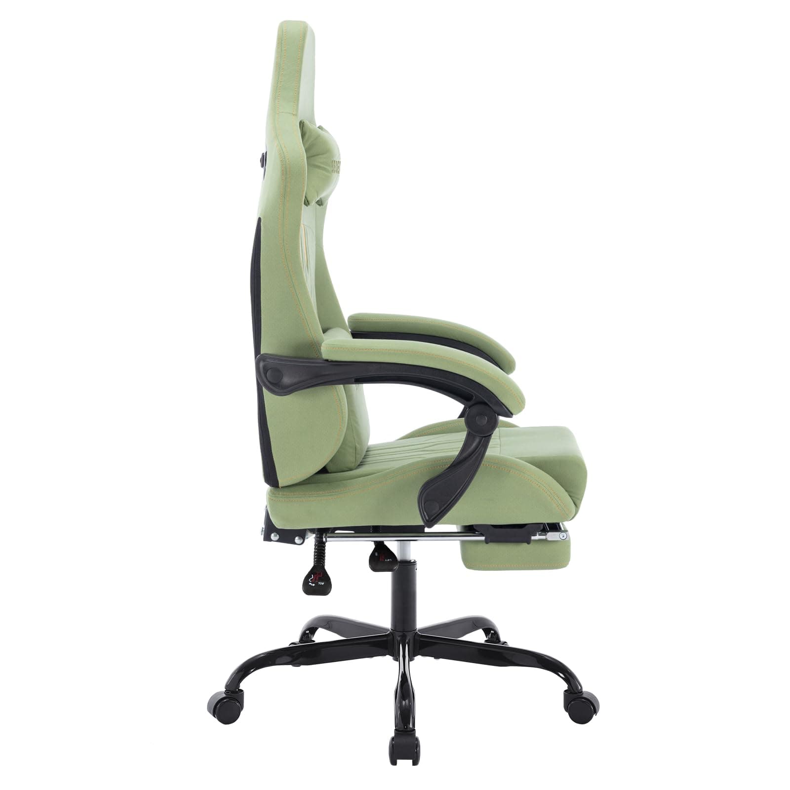 Gaming Chair with Footrest Ergonomic Computer Chair Massage Lumbar Cushion, Racing Video Game Chair Adjustable Rocker Recliner Executive Office Desk Chair PVC Leather for Adults (Green) thumbnail 6