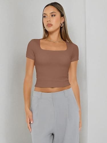 Trendy Queen Tshirts Shirts for Women Double Lined Going Out Crop Tops 2025 Spring Summer Workout Y2k Clothes Beach Fashion thumbnail 7