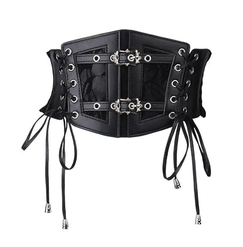 Oyccen Punk Elastic Waist Belt for Women Lace Up Dress Belts Ladies Wide Waistband Corset - Image 1