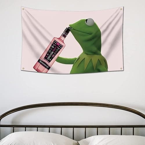 Kermit Pink Funny Flag Meme Banner Flag For Room Guys,3x5 ft Banner,Funny Poster Durable Man Cave Wall Flag with 4 Brass Grommets for College Dorm Room Decor,Outdoor Party thumbnail 5