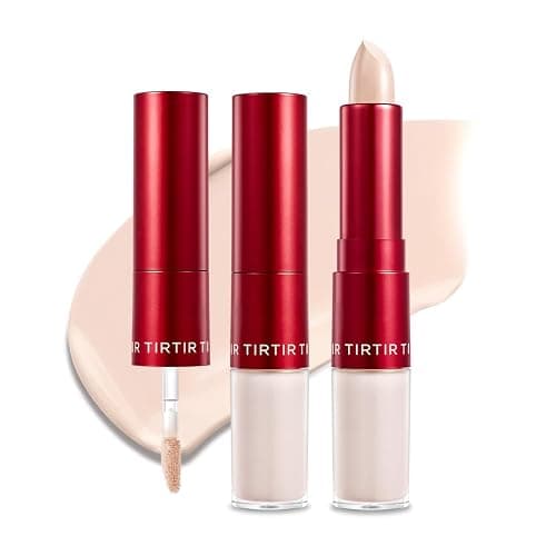 TIRTIR Glide&Hide Blurring Concealer - Creamy texture, Conceals dark circles and wrinkles, Dual formula (liquid tip & balm stick), Long-lasting wear, Korean Makeup, #0.5N, 0.28 Oz - Image 1