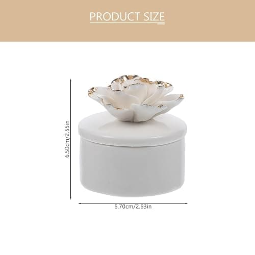 KALLORY Ceramic Jewelry Box with Lid Small Round Floral Trinket Organizer White Necklace and Ring Holder Decorative Storage for Home thumbnail 3