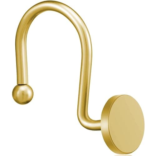 *BOUGHT* Gold Shower Curtain Hooks, Rustproof Shower Curtain Rings for Bathroom, Metal Shower Hooks for Shower Curtain Rod, Modern Decorative Shower Curtain Hangers Set of 12, Round Heavy Duty Design thumbnail 2