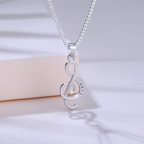 DXZNBEST Music Note Pendant Necklace 925 Sterling Sliver Cubic Zirconia for Women Mother’s Day Valentine's Day Christmas Jewelry Gift Chain 18 Inches thumbnail 4