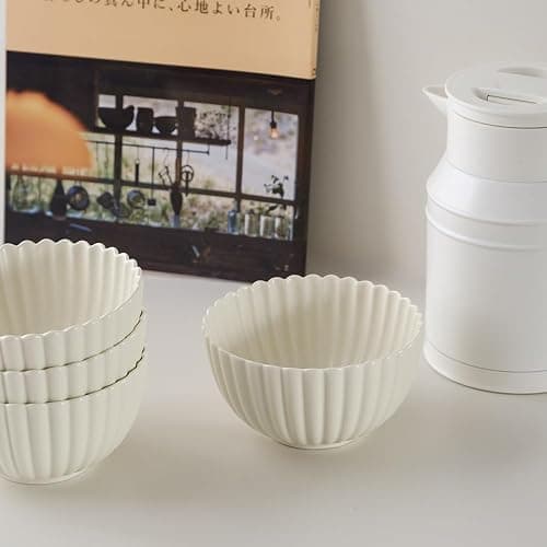 Flower-Shaped Daisy Bowl Set, 5.5-Inch, 17oz Matte Crème - Pack of 4 (Matte Crème) thumbnail 4