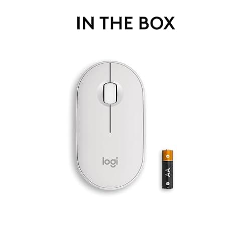 Logitech Pebble Mouse 2 M350s Slim Bluetooth Wireless Mouse, Portable, Lightweight, Customizable Button, Quiet Clicks, Easy-Switch for Windows, macOS, iPadOS, Android, Chrome OS - Tonal White thumbnail 9