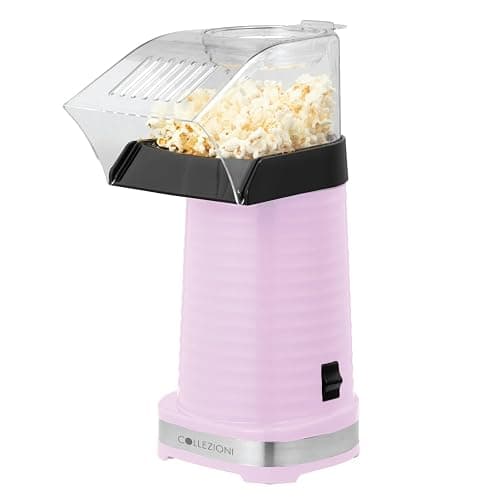 Collezioni Popcorn Maker 12 cup Capacity No oil required Non-slip rubber feet Popcorn ready in 3-5 mins, Pink - Image 1