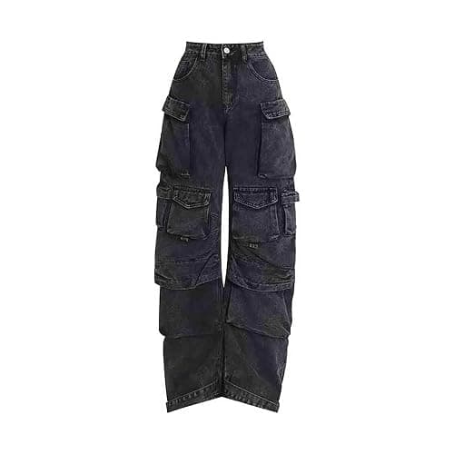 Women's Cargo Pants Y2K Clothing Multi-Pocket Relaxed Fit Jeans Grunge Clothes Alt Emo Hip Streetwear - Image 1