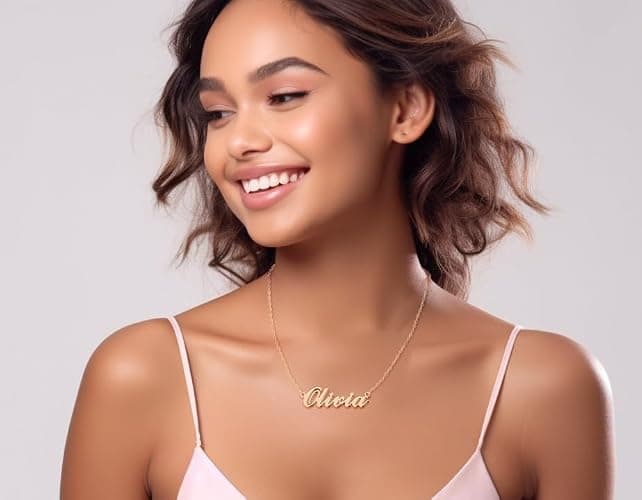 UMAGICBOX Exquisite Personalized Name Necklace|Choose from 14 Font Styles|Customizable 18K Gold Plated Stainless Steel & Sterling Silver Pendant|Unique Gift for Her thumbnail 4