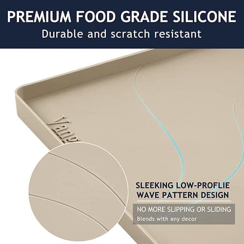Vangostella Heavy Duty Silicone Under Sink Mats for Kitchen Waterproof 31" x 22", Extra Thick Under Sink Rubber Mat Drip Tray, Raised Edge Under Sink Liner,Prevent Drips, Leaks, Spills,Taupe thumbnail 3