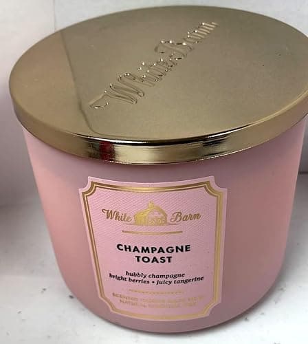 Bath and Body Works White Barn Champagne Toast 3 Wick Candle 14.5 Ounce Basic White Barn Label thumbnail 2