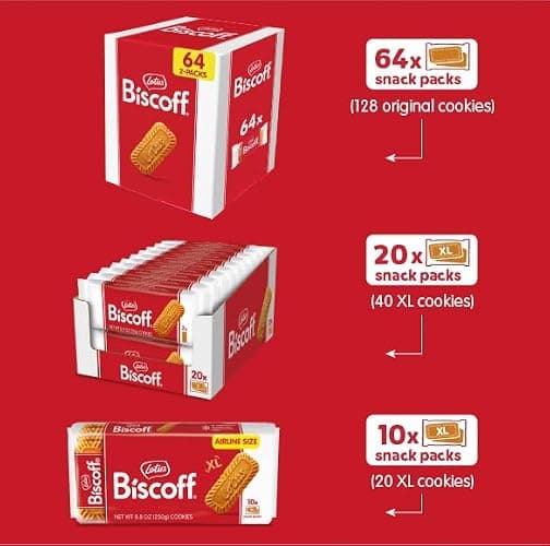 Lotus Biscoff Cookies, Caramelized Biscuit Cookie Snack, Dispenser Box (20 sleeves of 2 extra large cookies) Vegan, 0.9 Ounce (Pack of 20) thumbnail 4