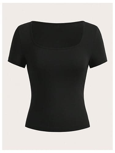 SOLY HUX Women's 3 Piece Square Neck T Shirts Summer Short Sleeve Fitted Dressy Casual Tops thumbnail 4