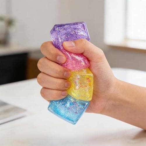 1Pcs Glitter Ice Cube Squishies,Soft Stress Relief Ice Cube for Adults & Teens,Colorful Sugar Stress Balls Sensory Squeezes Gift for Office Desk Party Favors thumbnail 2