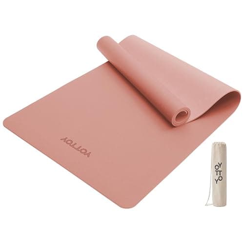 YOTTOY Yoga Mat,Non-Slip Hot Yoga Mat with Anti-Tear Design and Friendly Natural Rubber Mat with Strap and Bag - Image 1