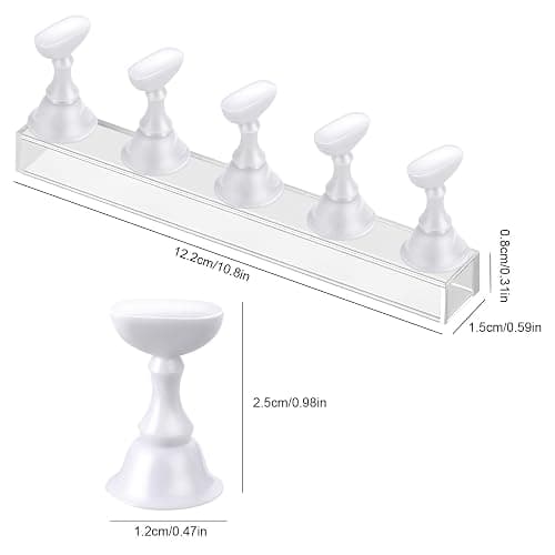 Etercycle Acrylic Nail Art Display Stand - Magnetic Practice Holder for Painting Nails With Double-sided Tape - Home DIY Salon Supplies (White) thumbnail 7