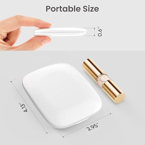 Compact Mirror with Light, 1X/3X Magnification LED Travel Pocket Makeup Mirror with 3 Color Modes, Rechargeable and Dimmable, Portable Lighted Mirror for Women – White thumbnail 6