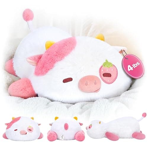 Weighted Stuffed Animals 4.0 Lbs – Weighted Strawberry Cow Plush, Weighted Plush Animals for Kids, Cow Weighted Pillow, Birthday Gifts for Women, Girls and Males (23 inch) - Image 1
