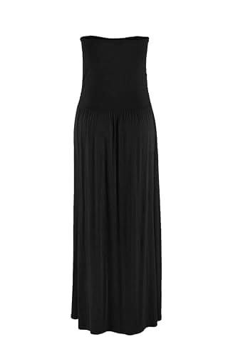 Alaster Queen Women’s Strapless Bandeau Summer Long Floral Dress Off Shoulder Beach Maxi Dress with Pockets thumbnail 3