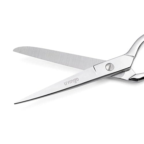 LIVINGO 8" Professional Heavy Duty Tailor Fabric Scissors, Dressmaker Sewing Classic Stainless Steel Ultra Sharp Forged Shears, Bent A-silver thumbnail 5