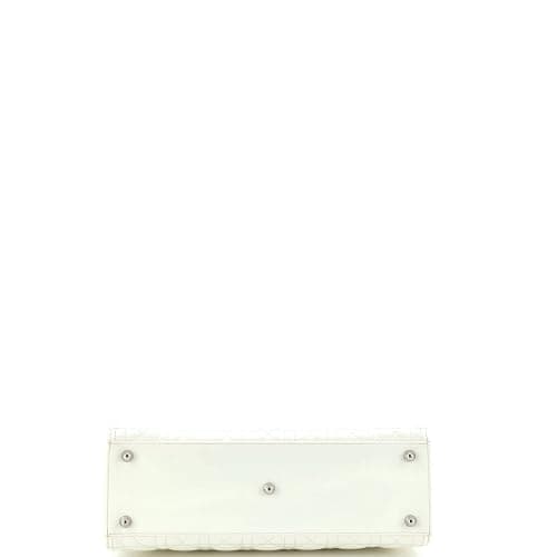 Dior, Pre-Loved Lady Dior Bag Cannage Quilt Patent Large, White thumbnail 4