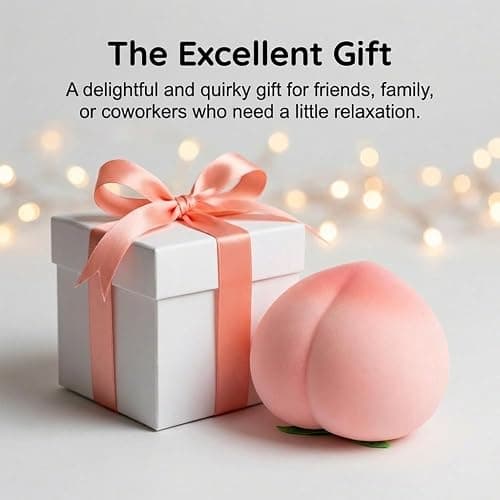 Peach Squishy Slow Rising Stress Relief Toy, Realistic Peach Shaped Squeezable Ball for Adults, Soft Flexible Fidget Toy for Anxiety Relief, Decompression Gift for Office Desk Decor (Yellow) thumbnail 3