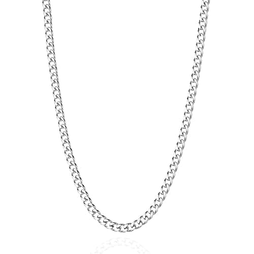 OLARCU 3.5mm/5mm Silver Stainless Steel Cuban Link Chain Necklace Jewelry for Men, 18-26 Inches - Image 1